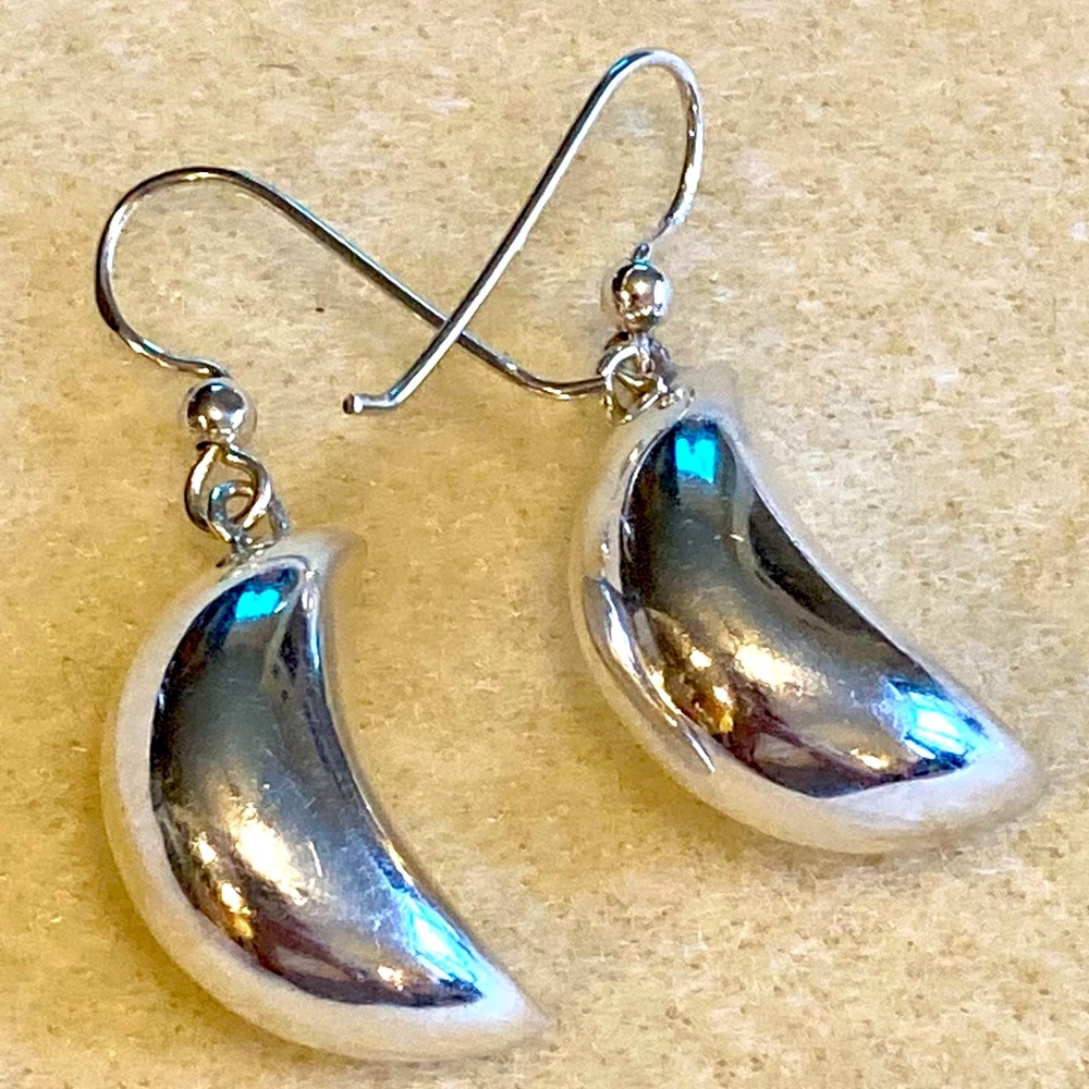 Puffed Moon Sterling Silver Earrings